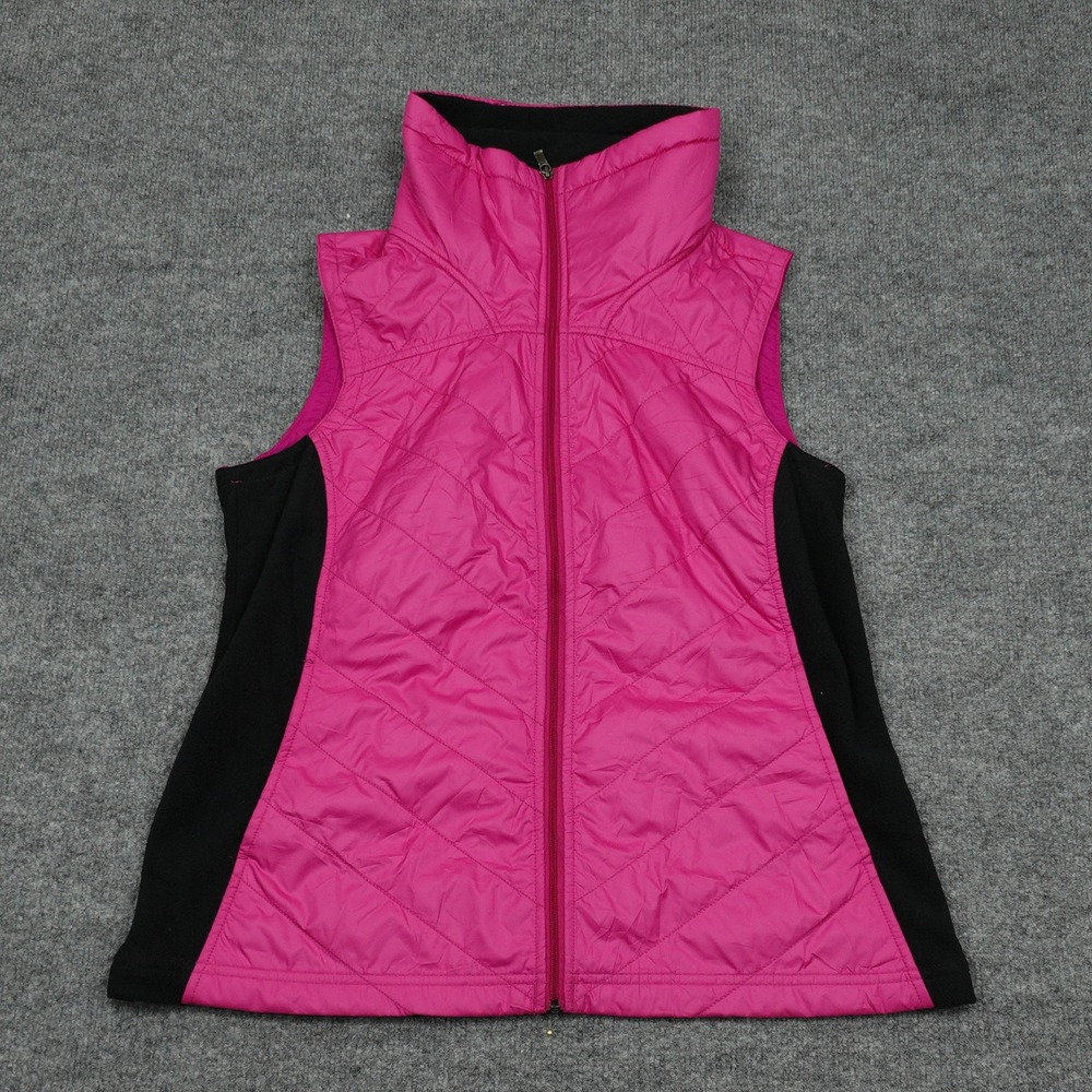 Columbia Vest Womens Large Pink Quilted Puffer Full Zip Mock Neck AL1488 Outdoor
